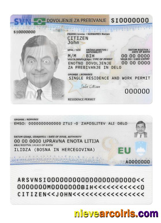 Slovenia residence permit card